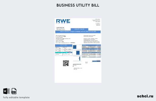 цифровая загрузка шаблона счета за коммунальные услуги RWE, подтверждающего адре